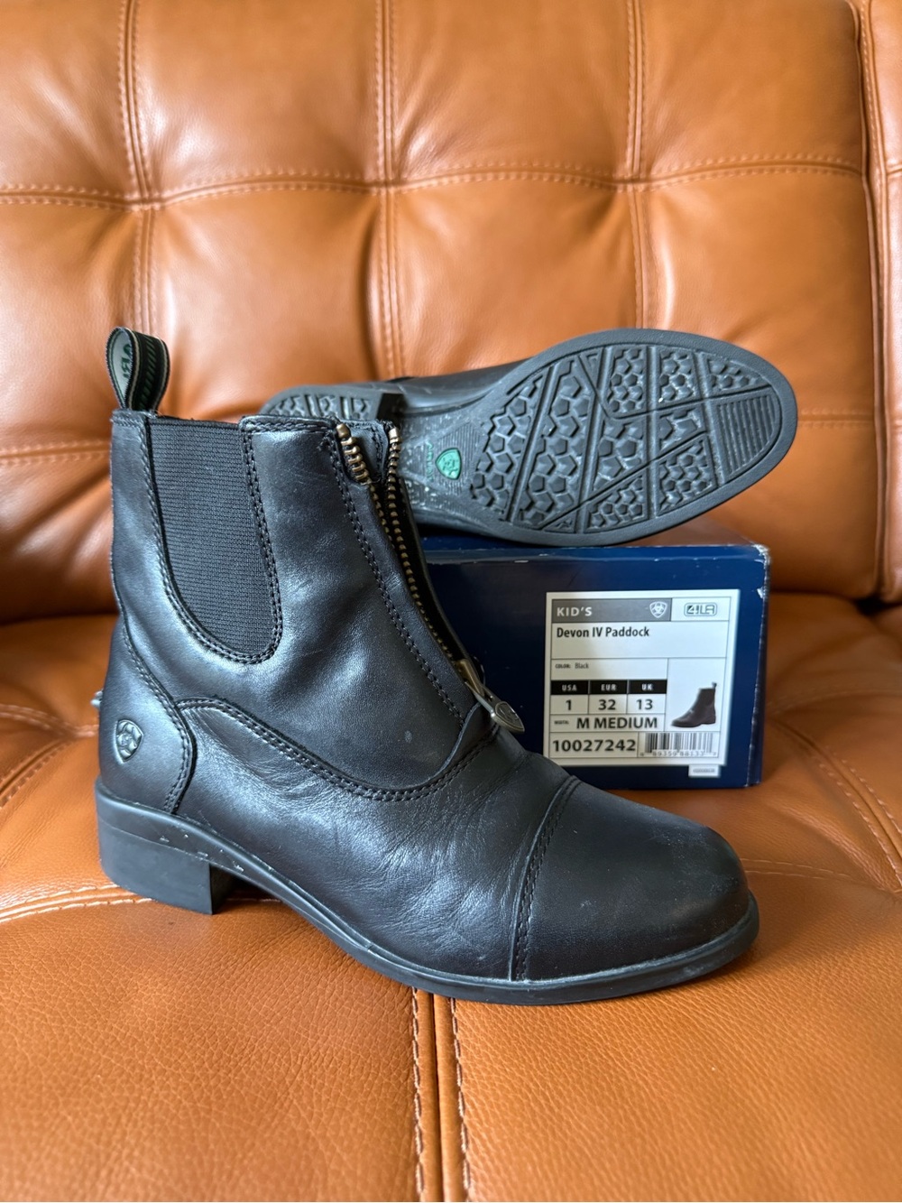 Ariat Kids Black Leather Devon IV Paddock Boots